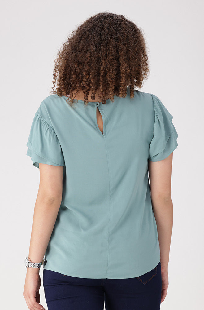 Nikki Flutter Sleeve Top _ 156333 _ Blue