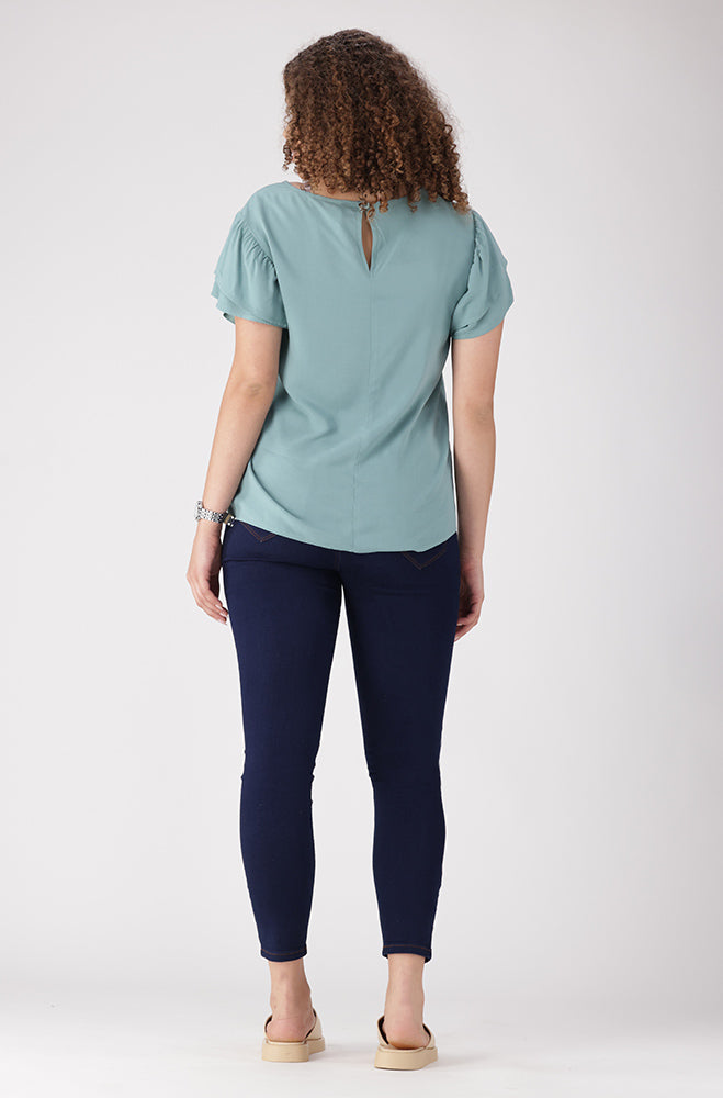 Nikki Flutter Sleeve Top _ 156333 _ Blue