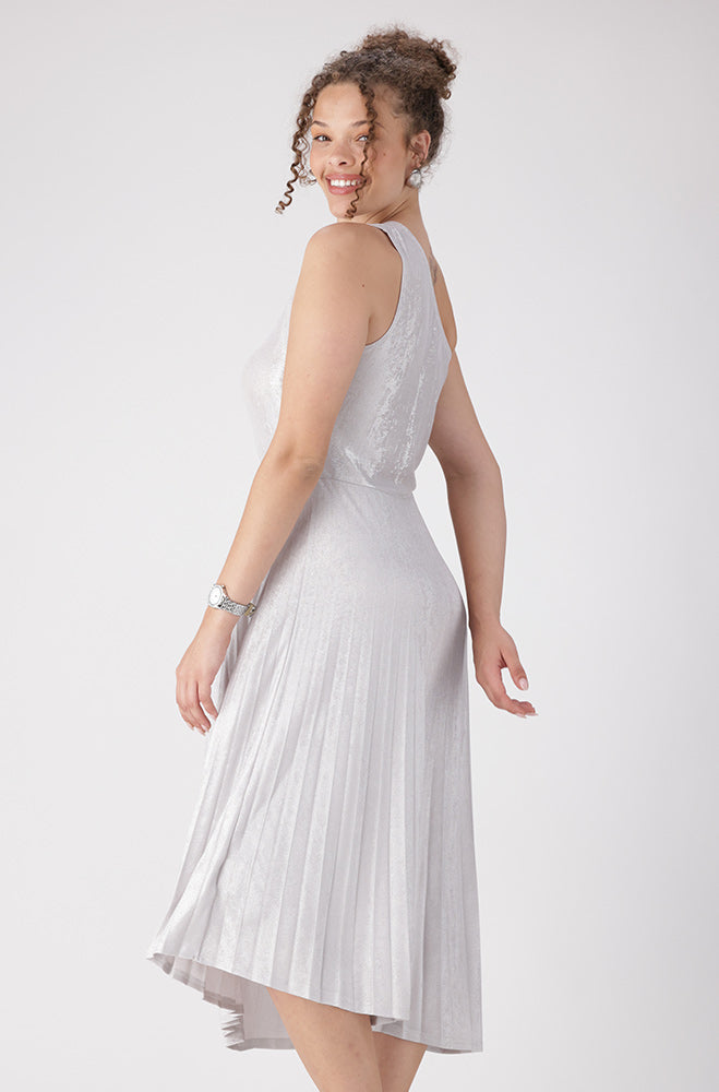 Sia Shimmer Pleat Dress _ 156501 _ Cream
