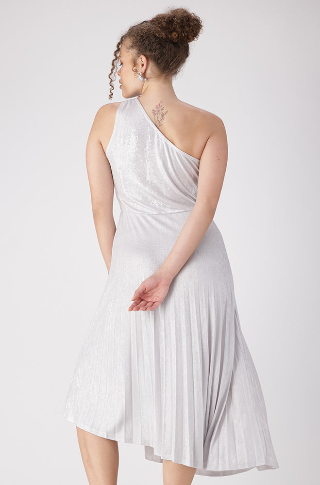 Sia Shimmer Pleat Dress _ 156501 _ Cream
