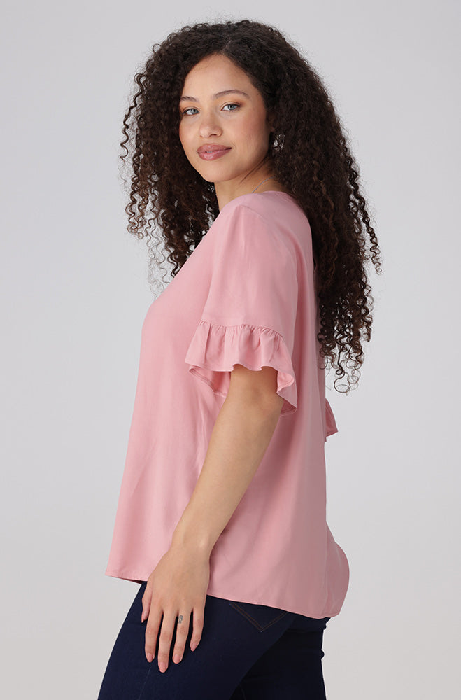 Tracey Frill Top _ 156507 _ Pink