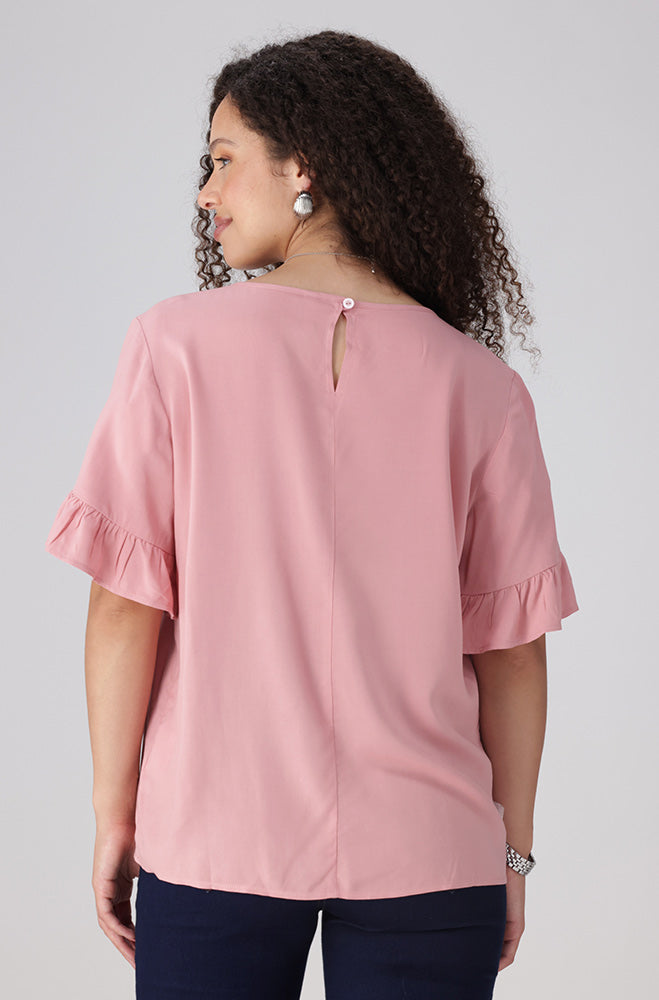 Tracey Frill Top _ 156507 _ Pink