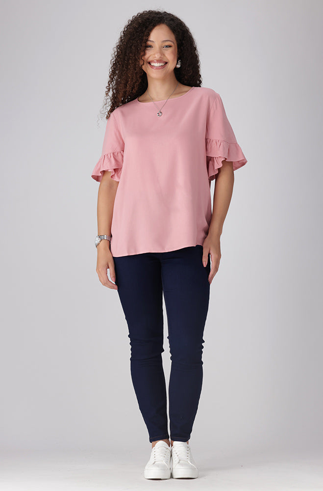 Tracey Frill Top _ 156507 _ Pink