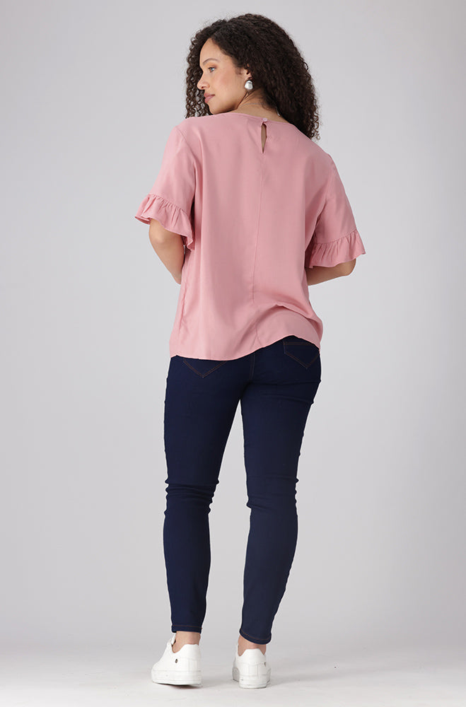 Tracey Frill Top _ 156507 _ Pink