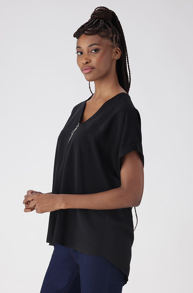 Emily Front Zip Top _ 156523 _ Black
