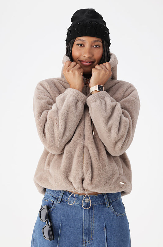 EMMA ZIP THROUGH HOODIE  _ 156995 _ Taupe