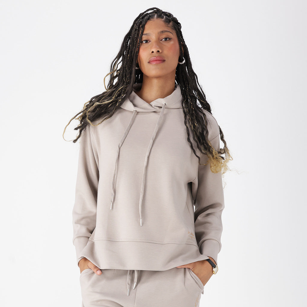 Lucy Scuba Hoody _ 157327 _ Taupe