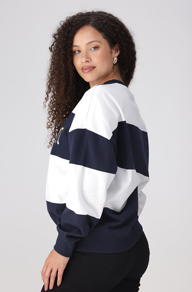 Zandi Stripe Crewneck Top _ 157421 _ Navy