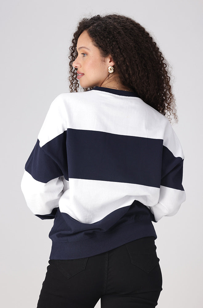 Zandi Stripe Crewneck Top _ 157421 _ Navy