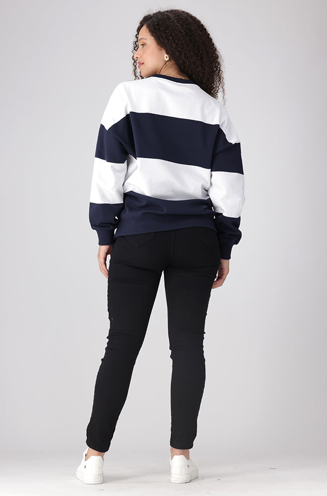 Zandi Stripe Crewneck Top _ 157421 _ Navy