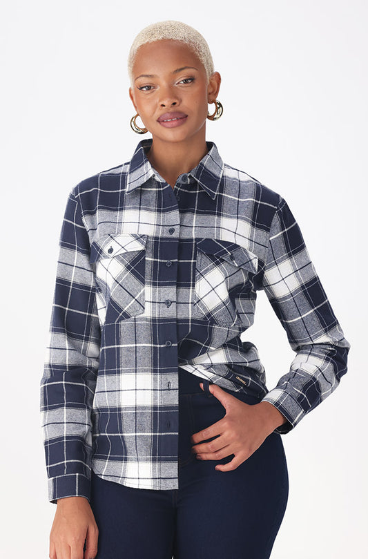 FARA CHECK SHIRT _ 157511 _ Navy