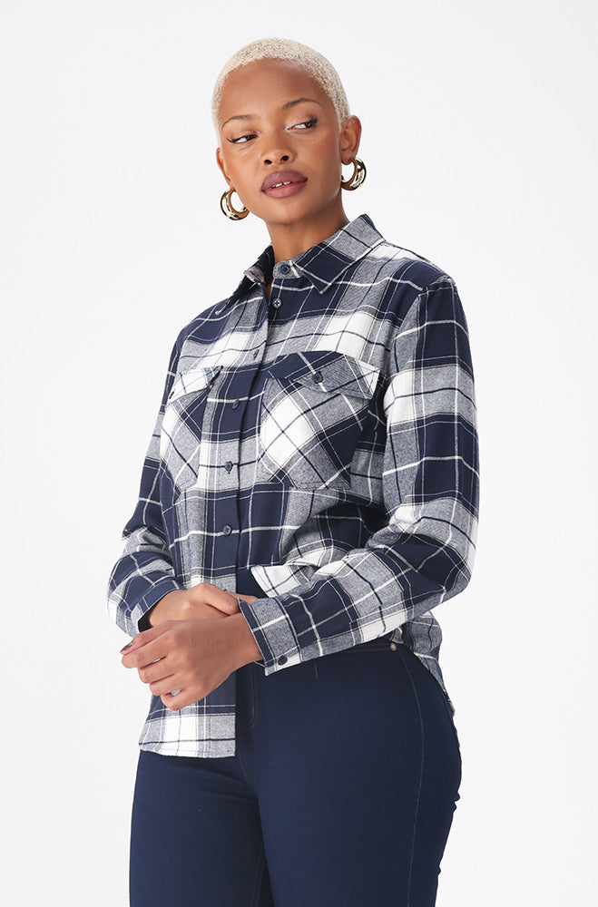 FARA CHECK SHIRT _ 157511 _ Navy