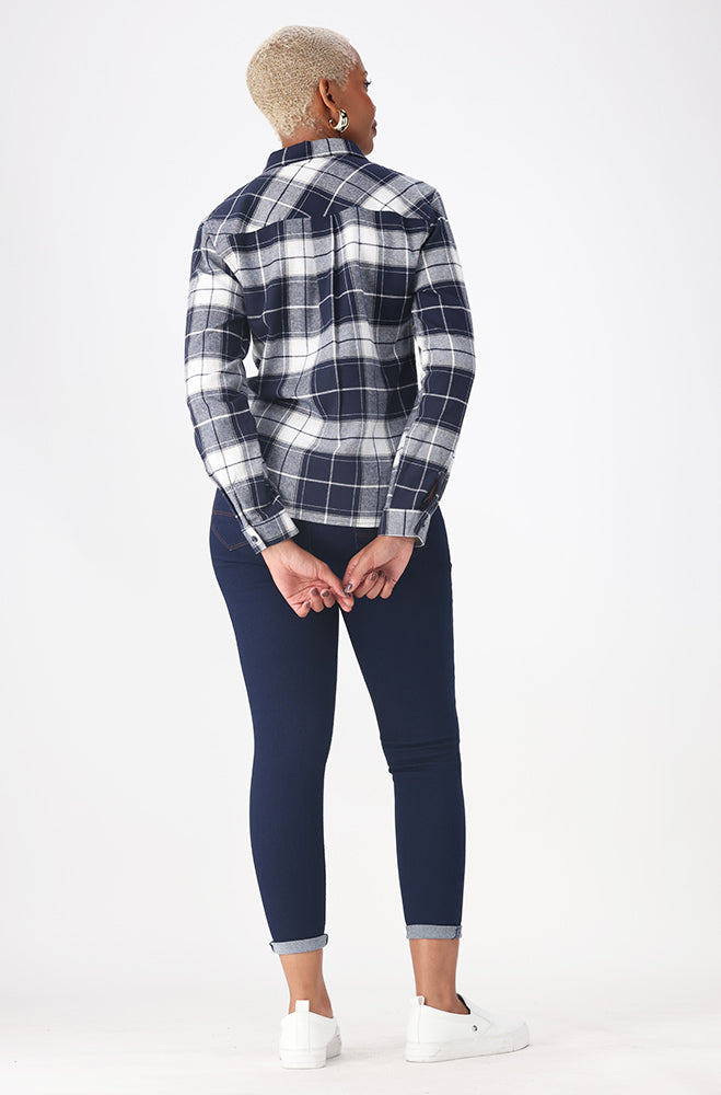 FARA CHECK SHIRT _ 157511 _ Navy