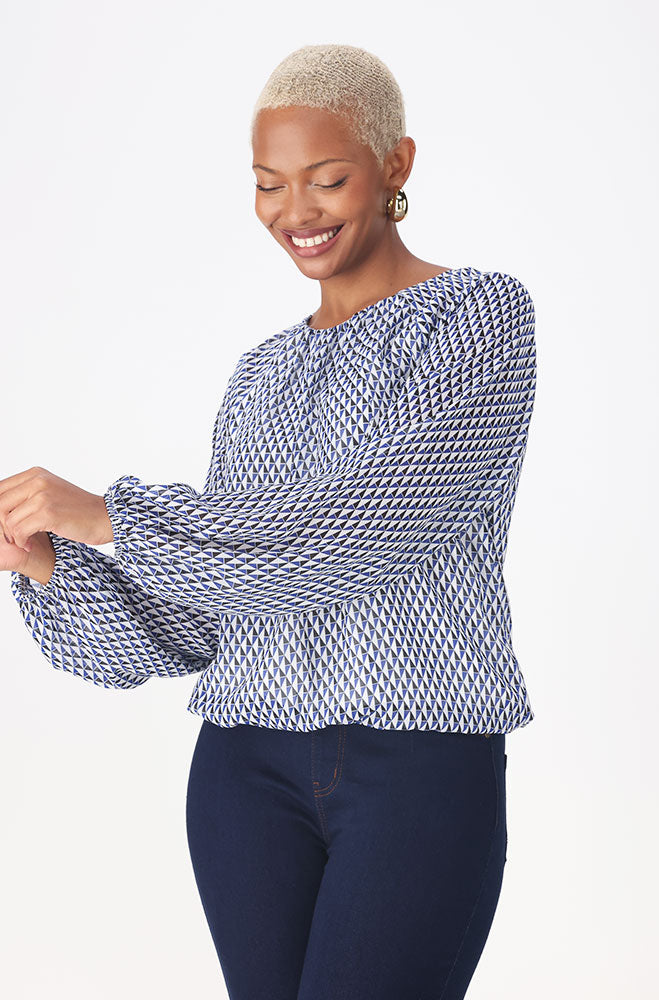 Kamala Bubble Hem Blouse _ 157691 _ Blue