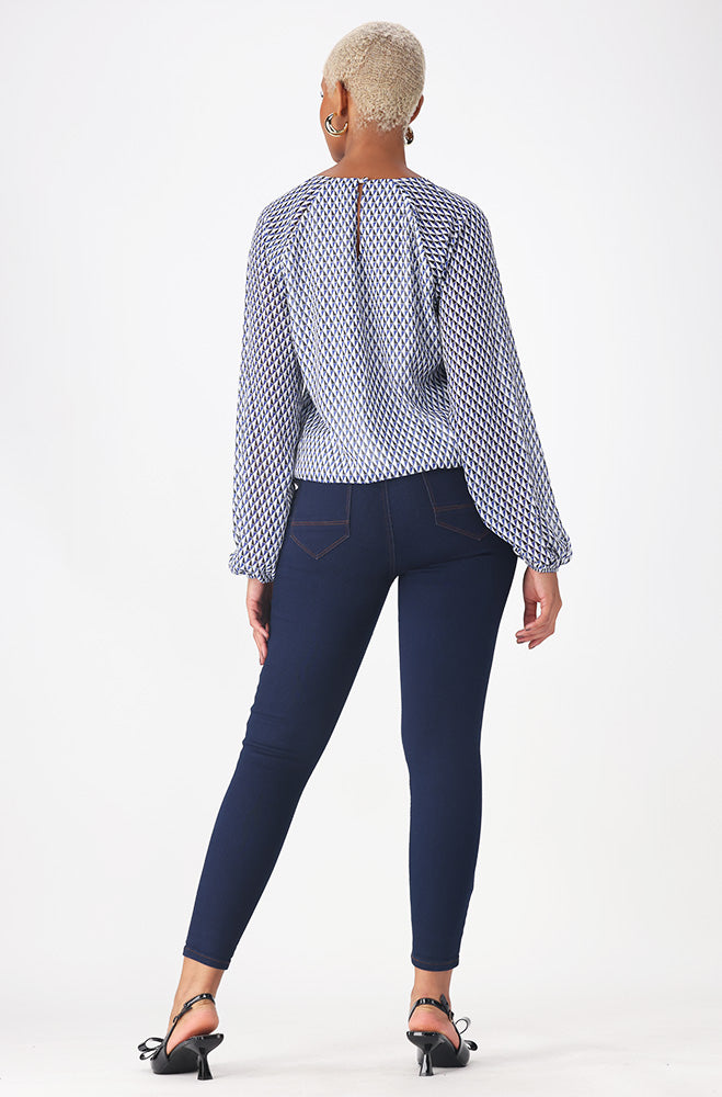 Kamala Bubble Hem Blouse _ 157691 _ Blue