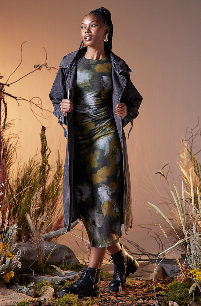 TARYN DENIM TRENCH COAT _ 157742 _ Grey Wash