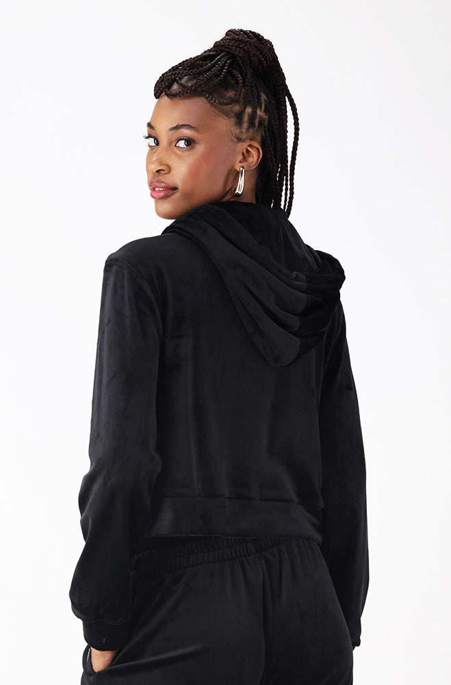 BRITNEY VELOUR ZIP TRU HOODIE _ 157753 _ Black