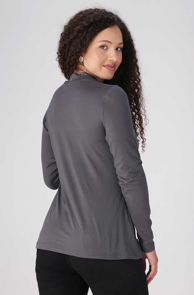 Tia Turtle Neck Top _ 157872 _ Grey