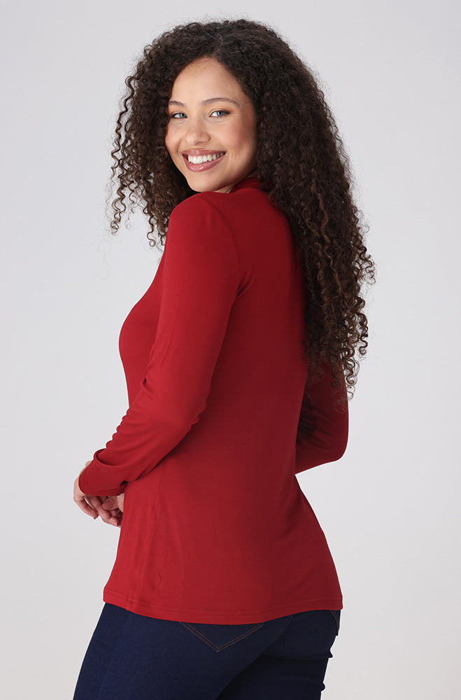 Tia Turtle Neck Top _ 157964 _ Red
