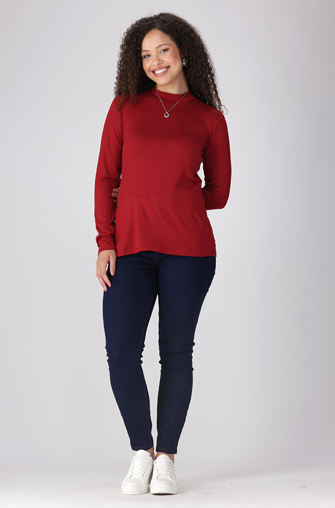 Tia Turtle Neck Top _ 157964 _ Red