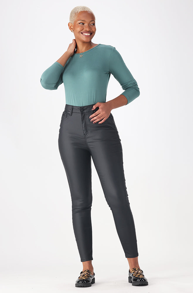 HARMONY HIGH RISE COATED JEANS _ 158066 _ Black