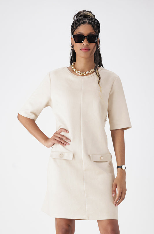 SAM SUEDE DRESS _ 158178 _ Cream