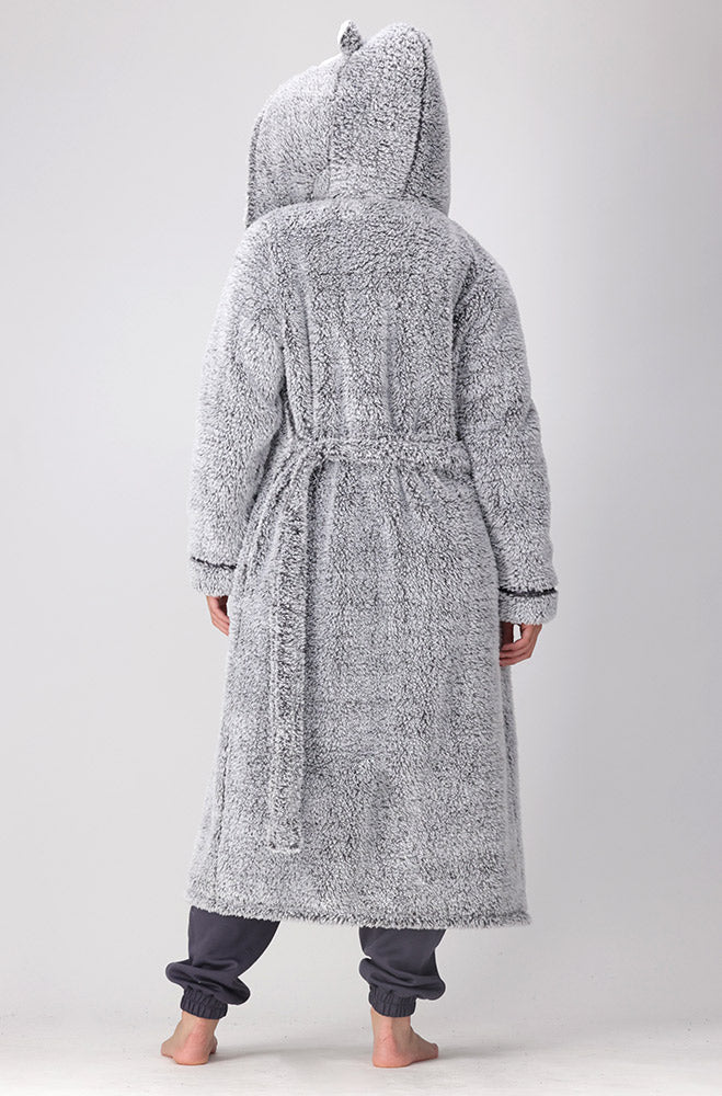 BEAR FACE HOODED WRAP GOWN _ 158342 _ Charcoal Mel