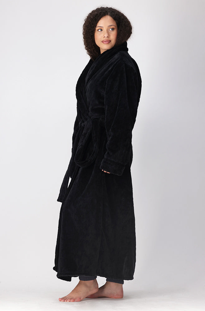 GISELLE JACQUARD WRAP LONG GOWN _ 158343 _ Black