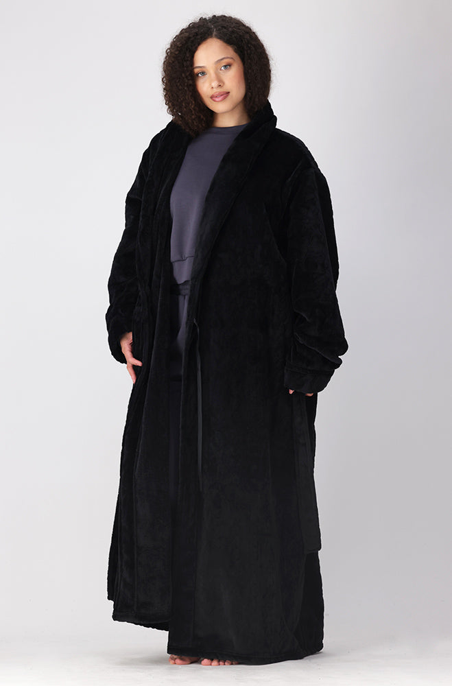 GISELLE JACQUARD WRAP LONG GOWN _ 158343 _ Black