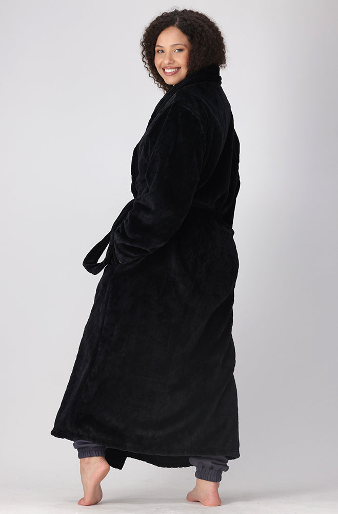 GISELLE JACQUARD WRAP LONG GOWN _ 158343 _ Black
