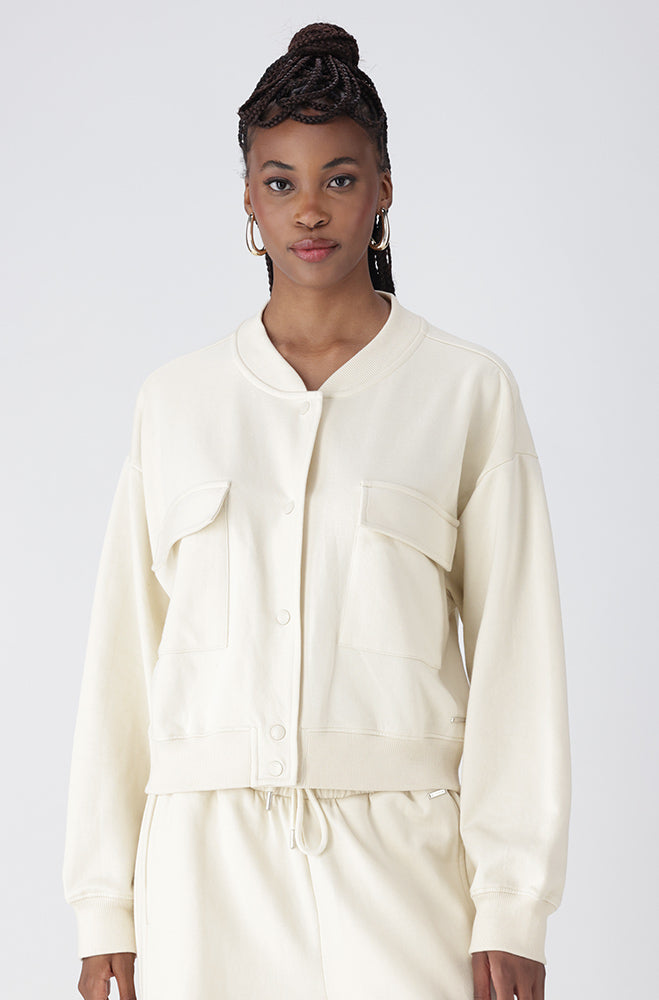 Vida Fleece Bomber Top _ 158570 _ Cream