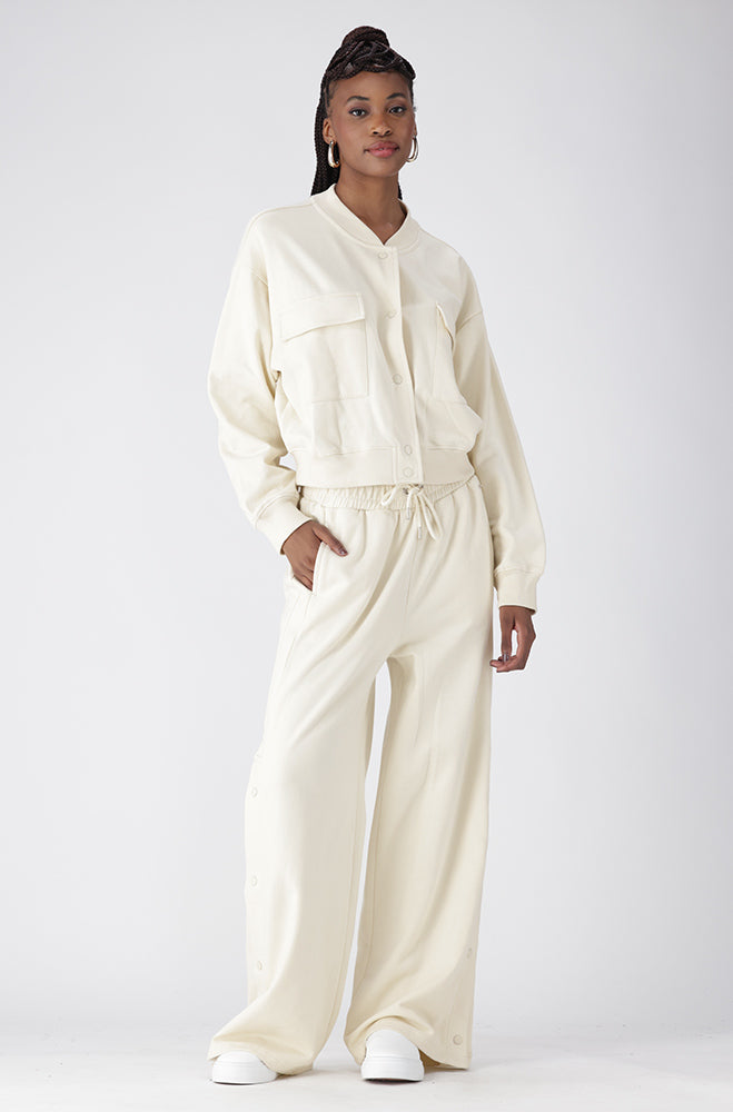 Vida Fleece Bomber Top _ 158570 _ Cream