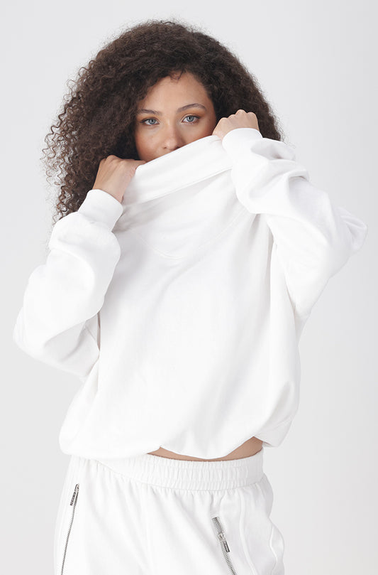 Lucy Cowl Neck Drawcord Top _ 158571 _ White