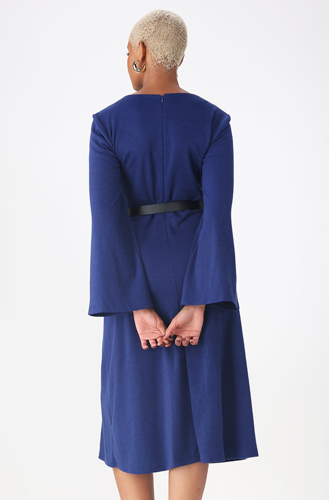GEMMA BELTED FLARE DRESS  _ 158830 _ Blue