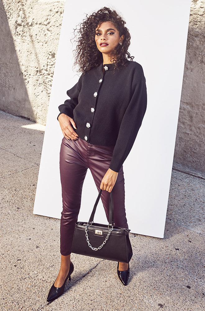 HARMONY HIGH RISE COATED JEANS _ 158909 _ Burgundy