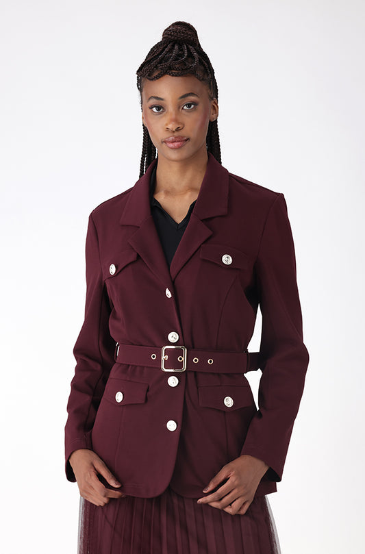 DEBBIE BELTED BLAZER _ 159414 _ Wine