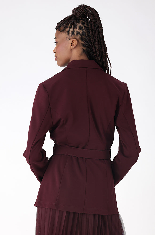 DEBBIE BELTED BLAZER _ 159414 _ Wine