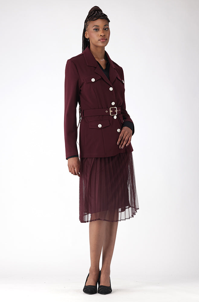 DEBBIE BELTED BLAZER _ 159414 _ Wine