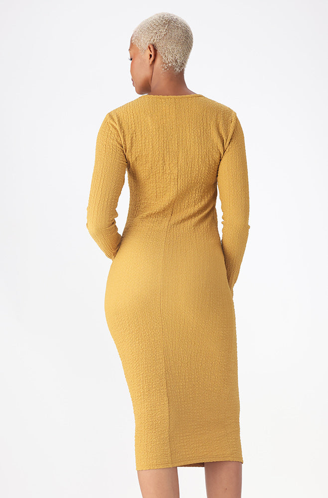 SARAH TEXTURED BODYCON DRESS _ 159417 _ Ocre