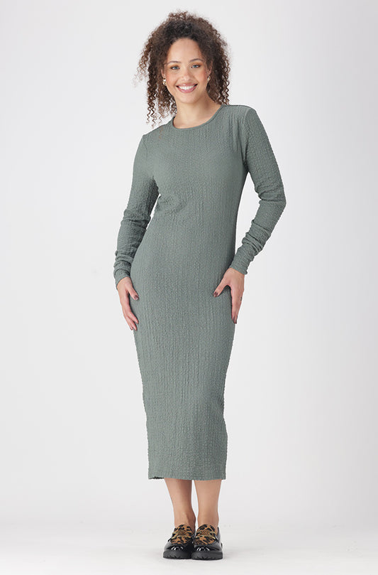 SARAH TEXTURED BODYCON DRESS _ 159419 _ Sage