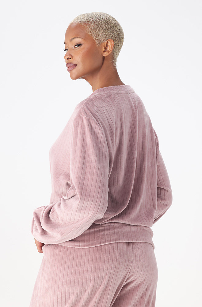 Selena Velour Ribbed Pj Set _ 159471 _ Dusty Pink