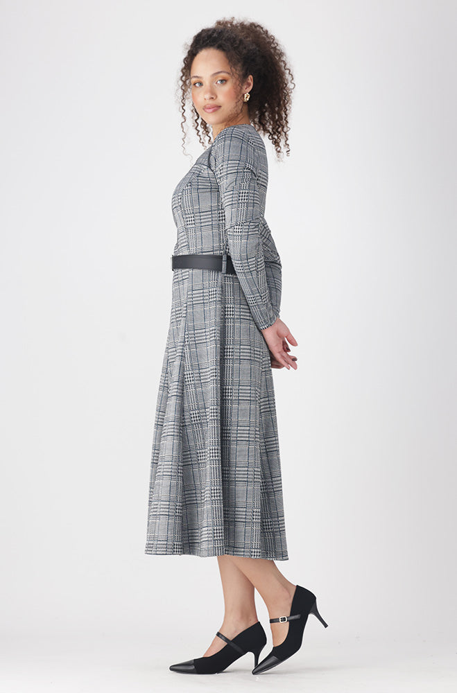 STEFANI BELTED PLEATED DRESS_ 159545 _ Multi