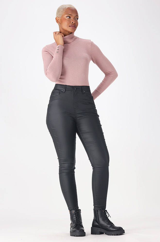 Gloria button detail polo neck knitwear _ 159547 _ Pink
