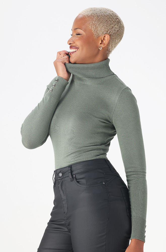 Gloria button detail polo neck knitwear _ 159548 _ Green