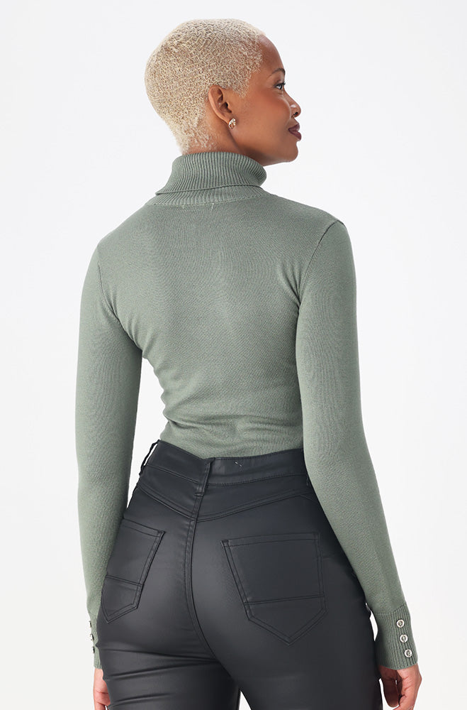 Gloria button detail polo neck knitwear _ 159548 _ Green