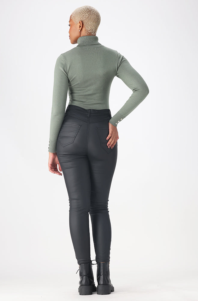 Gloria button detail polo neck knitwear _ 159548 _ Green