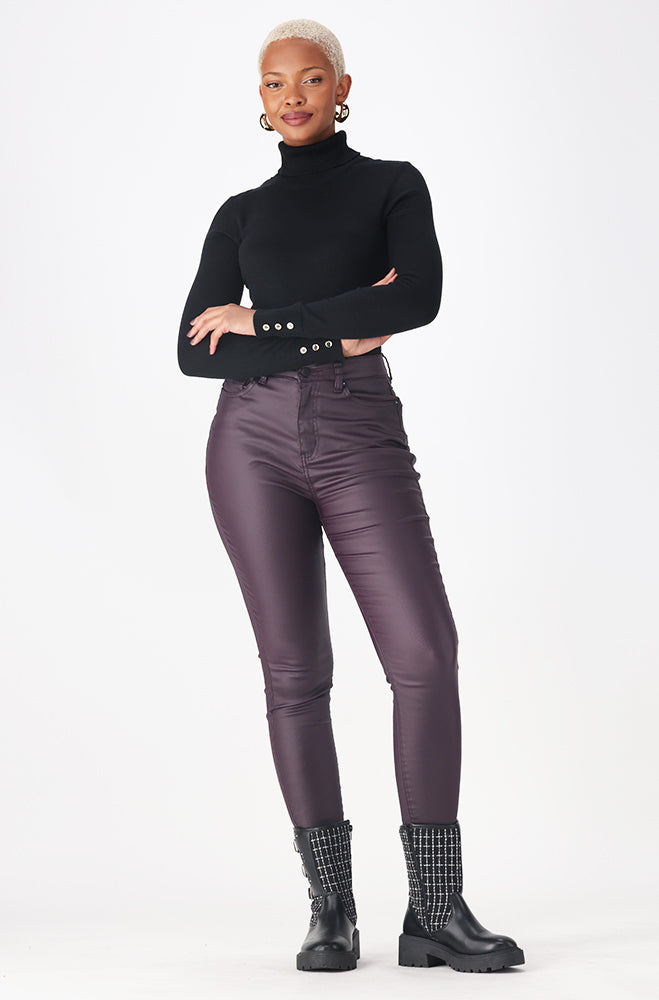 Gloria button detail polo neck knitwear _ 159549 _ Black