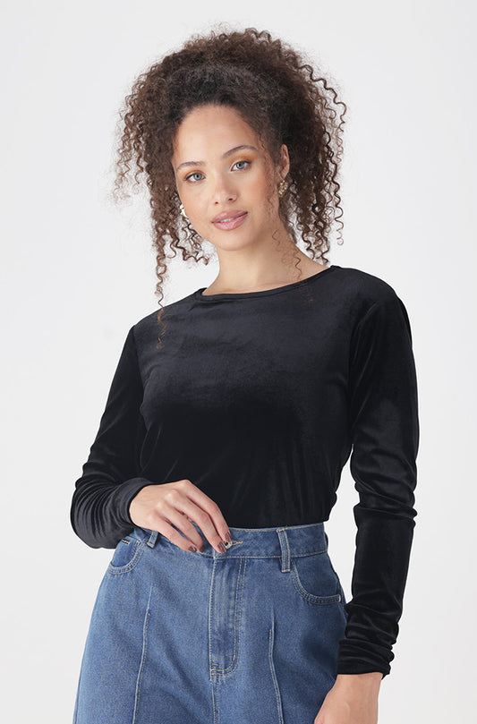 KIKI VELOUR TOP _ 159858 _ Black