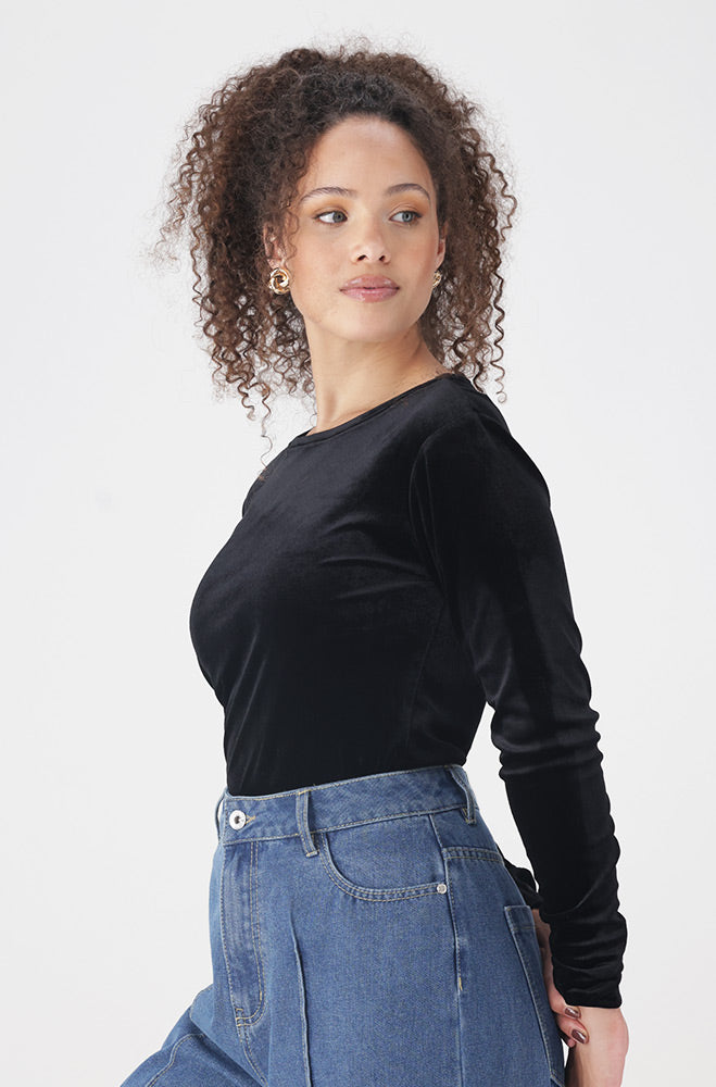 KIKI VELOUR TOP _ 159858 _ Black