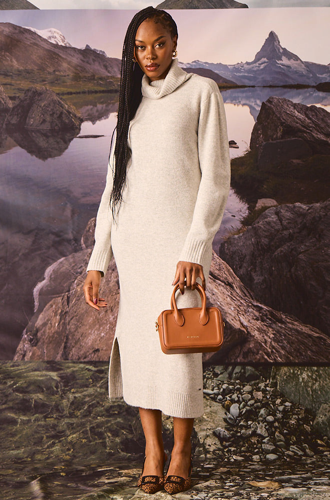 THE CAMELLIA KNIT DRESS _ 159974 _ Grey Mel
